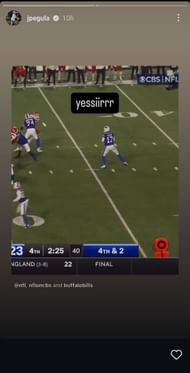 Pegula's reaction to Allen's touchdown against Chiefs (Image via: Pegula Instagram handle)